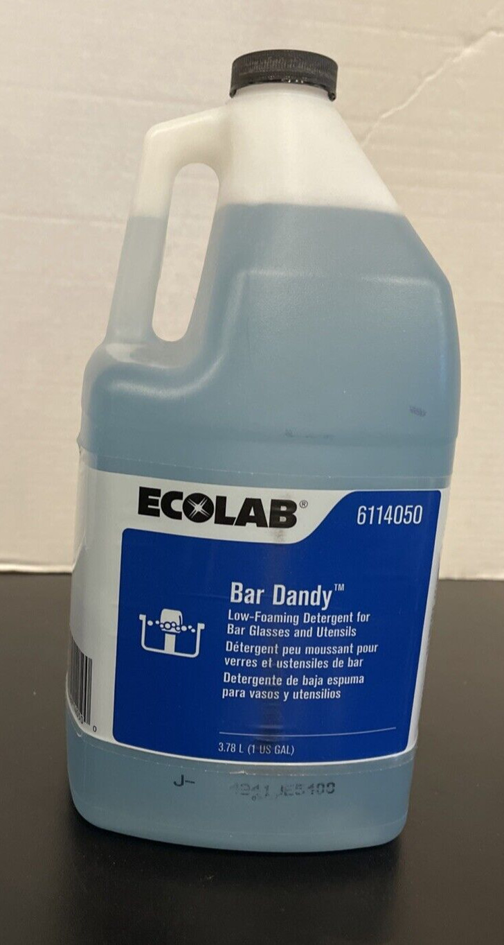 Ecolab Bar Dandy 6114050 Detergent for Bar Glasses and Utensils, 1Gal