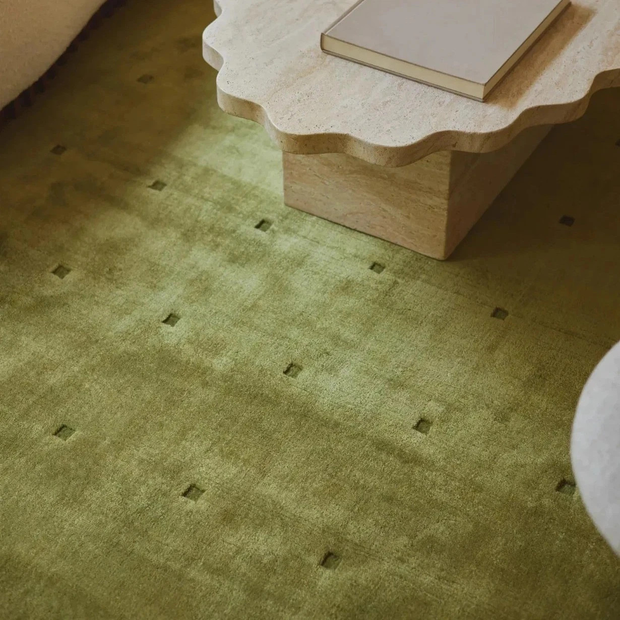 Hand Tufted Wool Area Rug Olive Green Modern Solid Minimalist Living Room Carpet