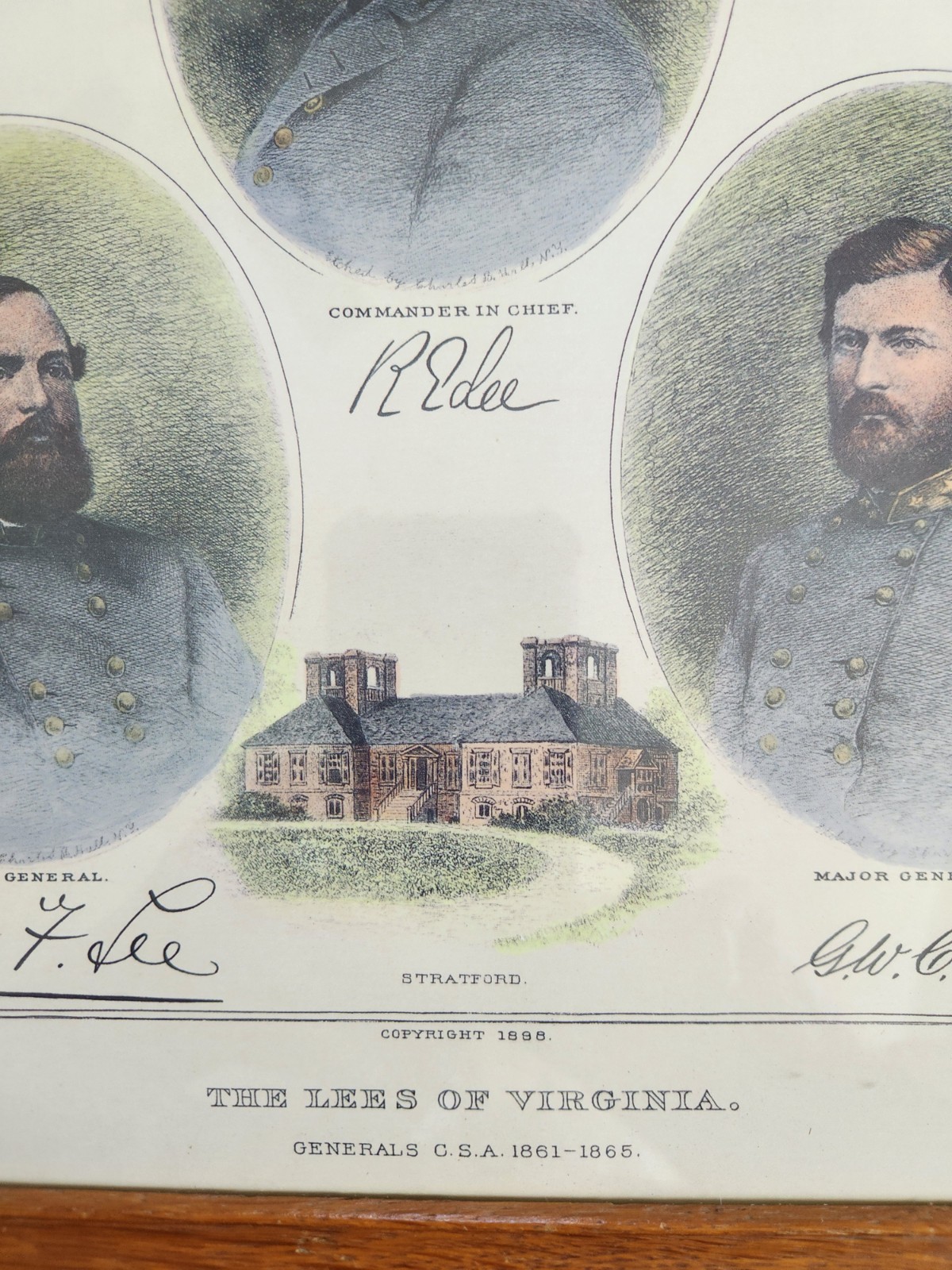 Gen. Robert E Lee & Military Family Members-Lithographic Print Copyright 1898