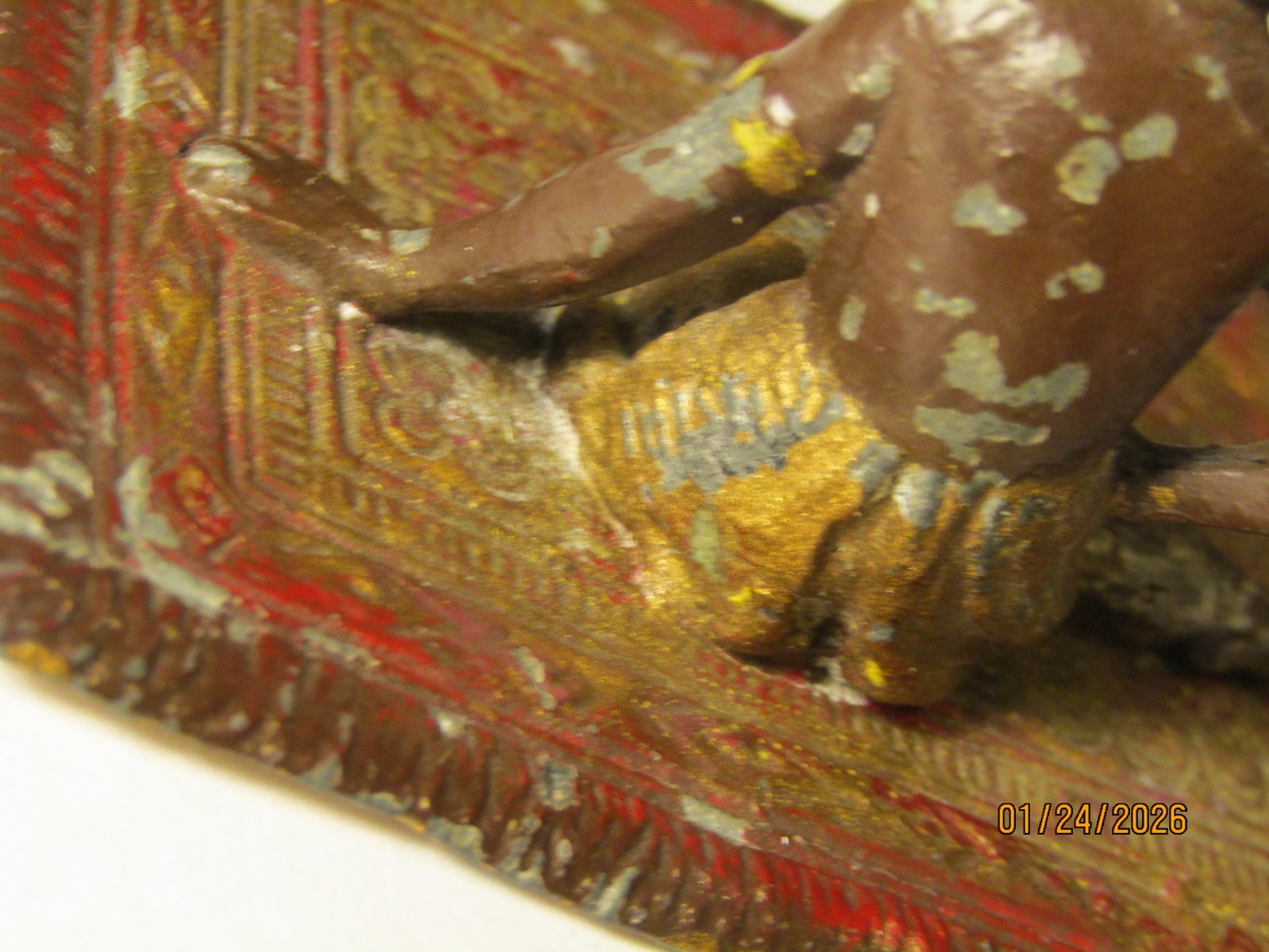 Antique Bergmann Vienna Austrian Cold Painted Bronze Arabic Topless Woman Carpet