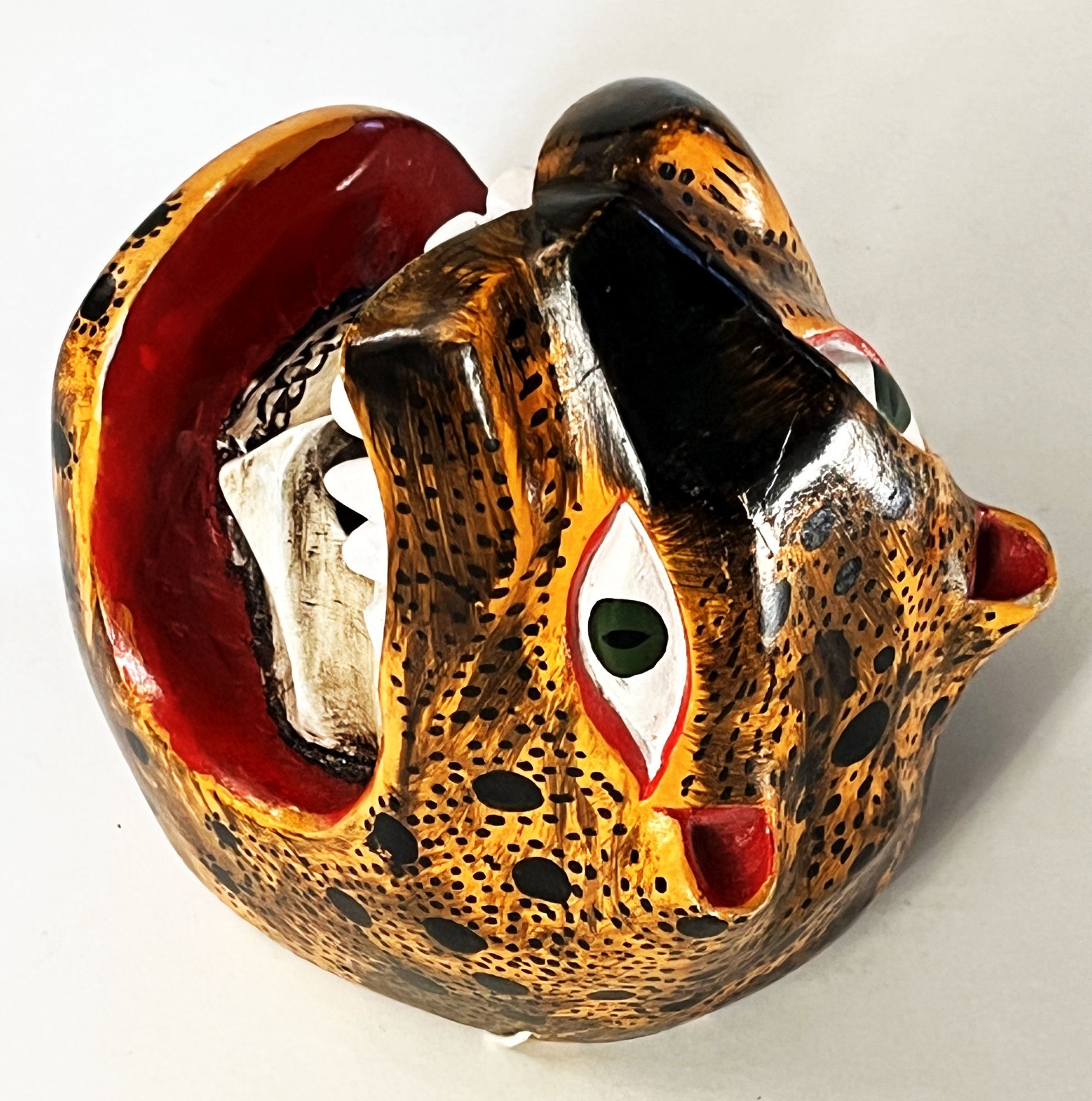 JUAN & FELIPE HORTA TOCUARO MICHOACAN WOOD MASK MEXICAN FOLK ART TIGRE SKULL