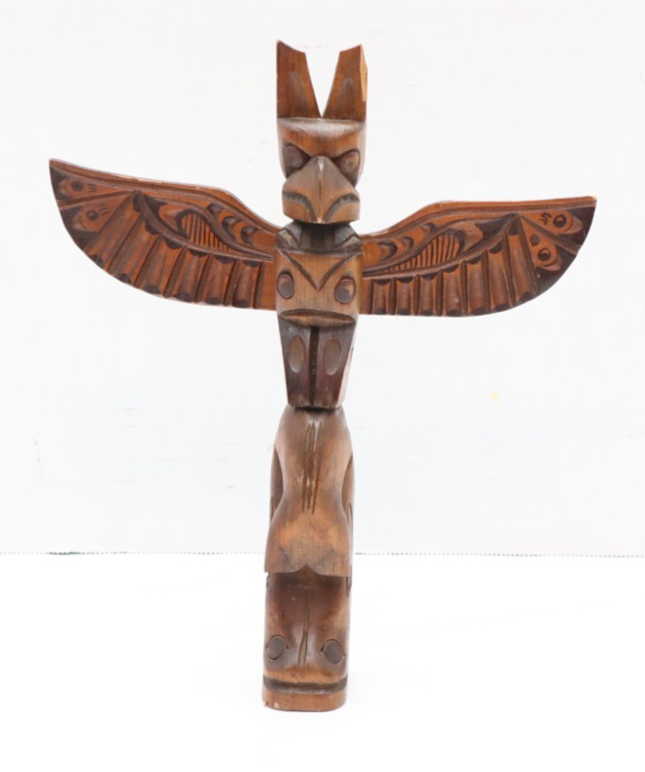Vintage North West Coast "Nuu-chah-nulth" Totem Pole 9.5" Tall Native American