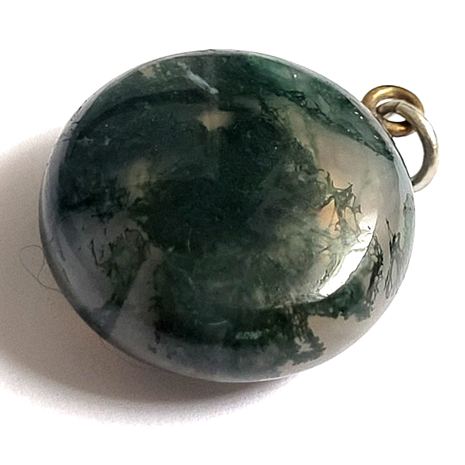 Antique Pocket Watch Fob Green Moss Agate W Compass Victorian Era