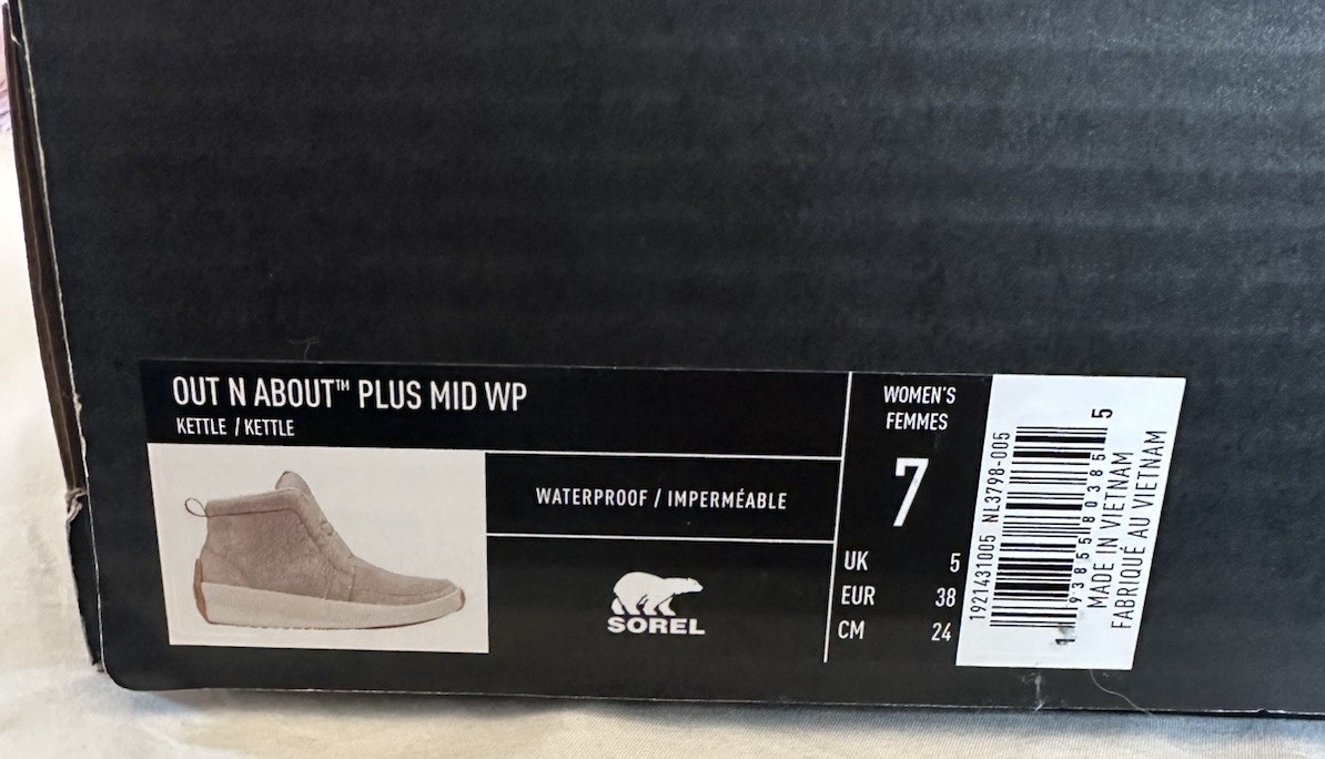 Women's Sorel Out N About Plus Mid Boots Kettle Gray 1921431-005 Sz 7