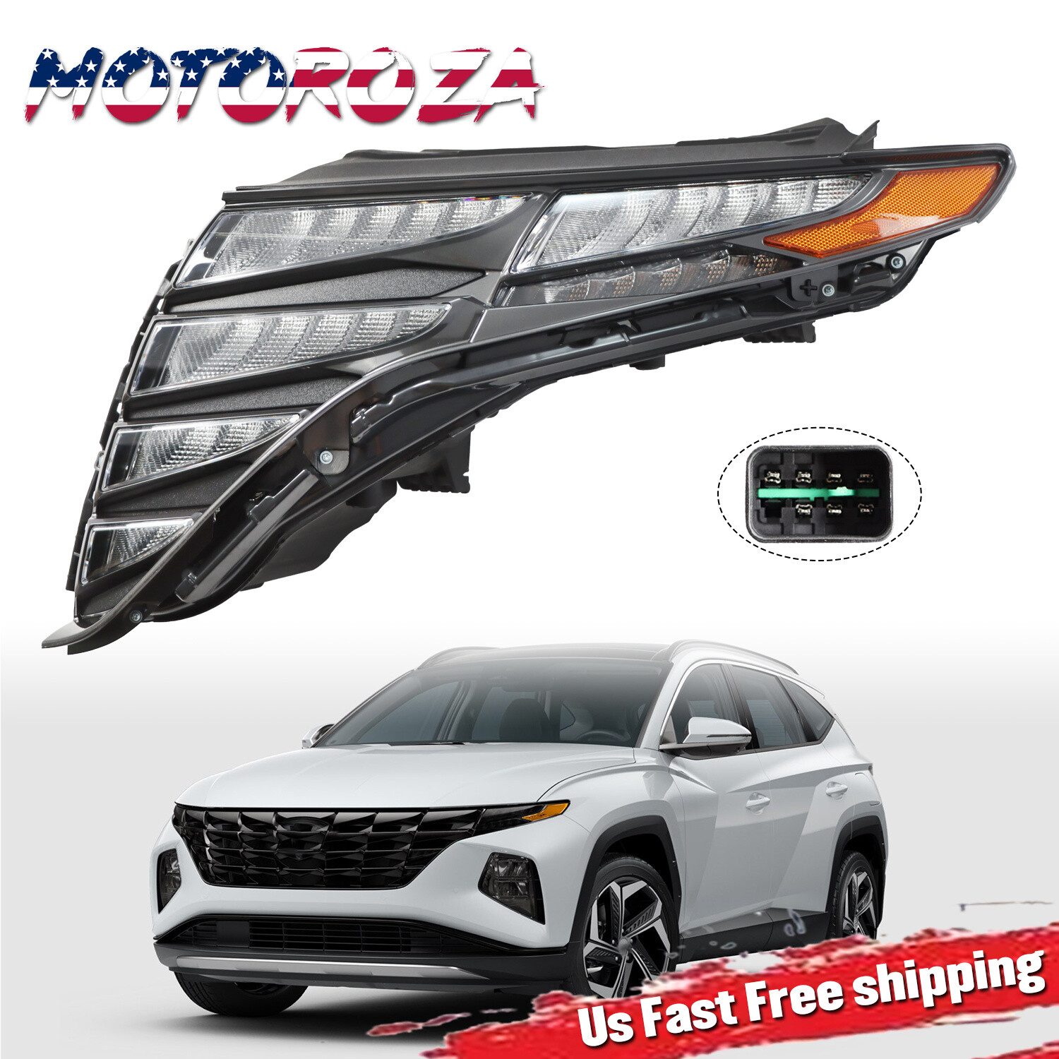 92207CW010 For 2022 2023 Hyundai Tucson LED DRL Headlight Driver Side Chrome