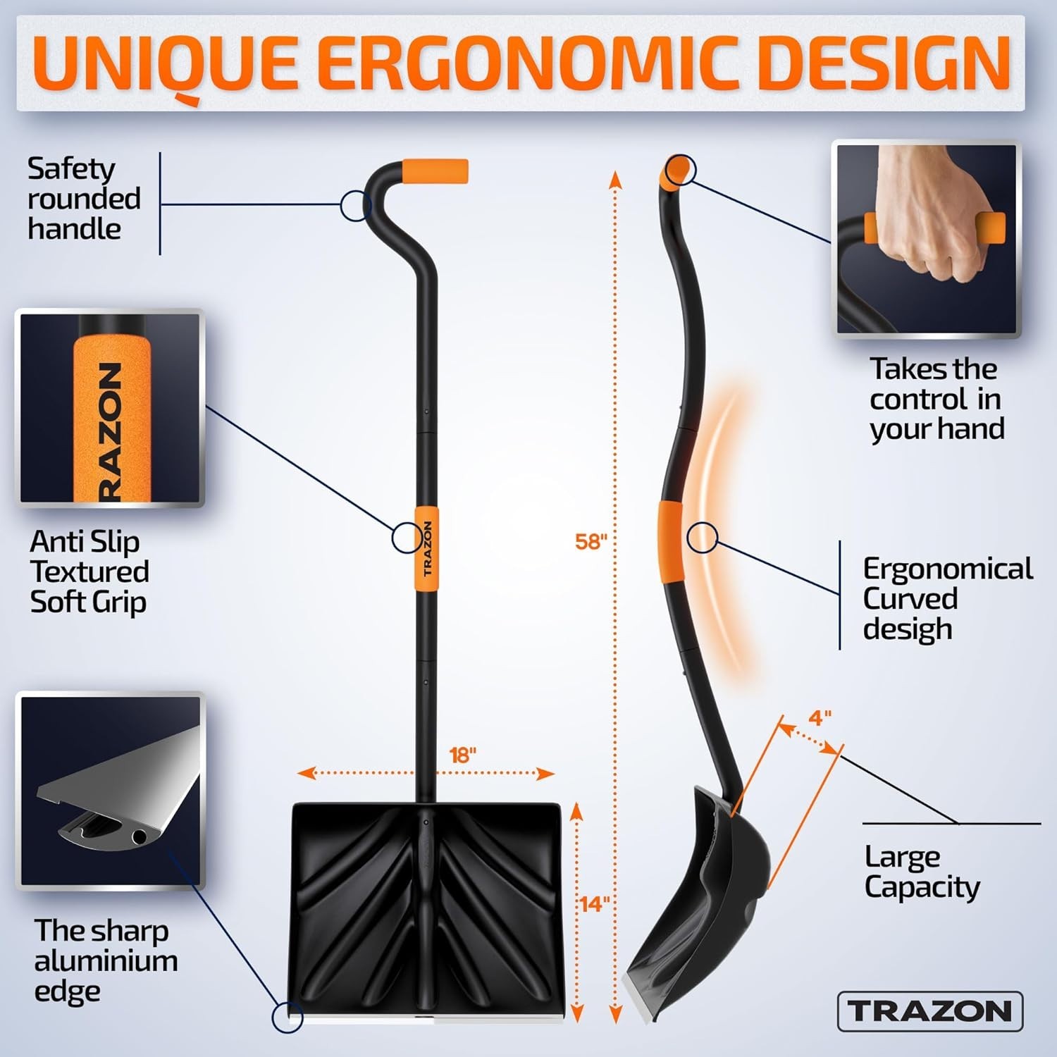 Trazon Snow Shovel Do you frequently face the wall of snow on your driveways, si