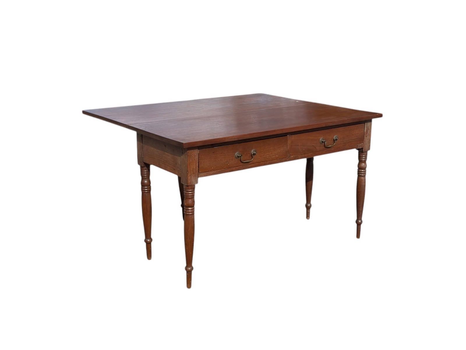 Antique Sheraton 2 drawer console work foyer table walnut 1820 country farmhouse