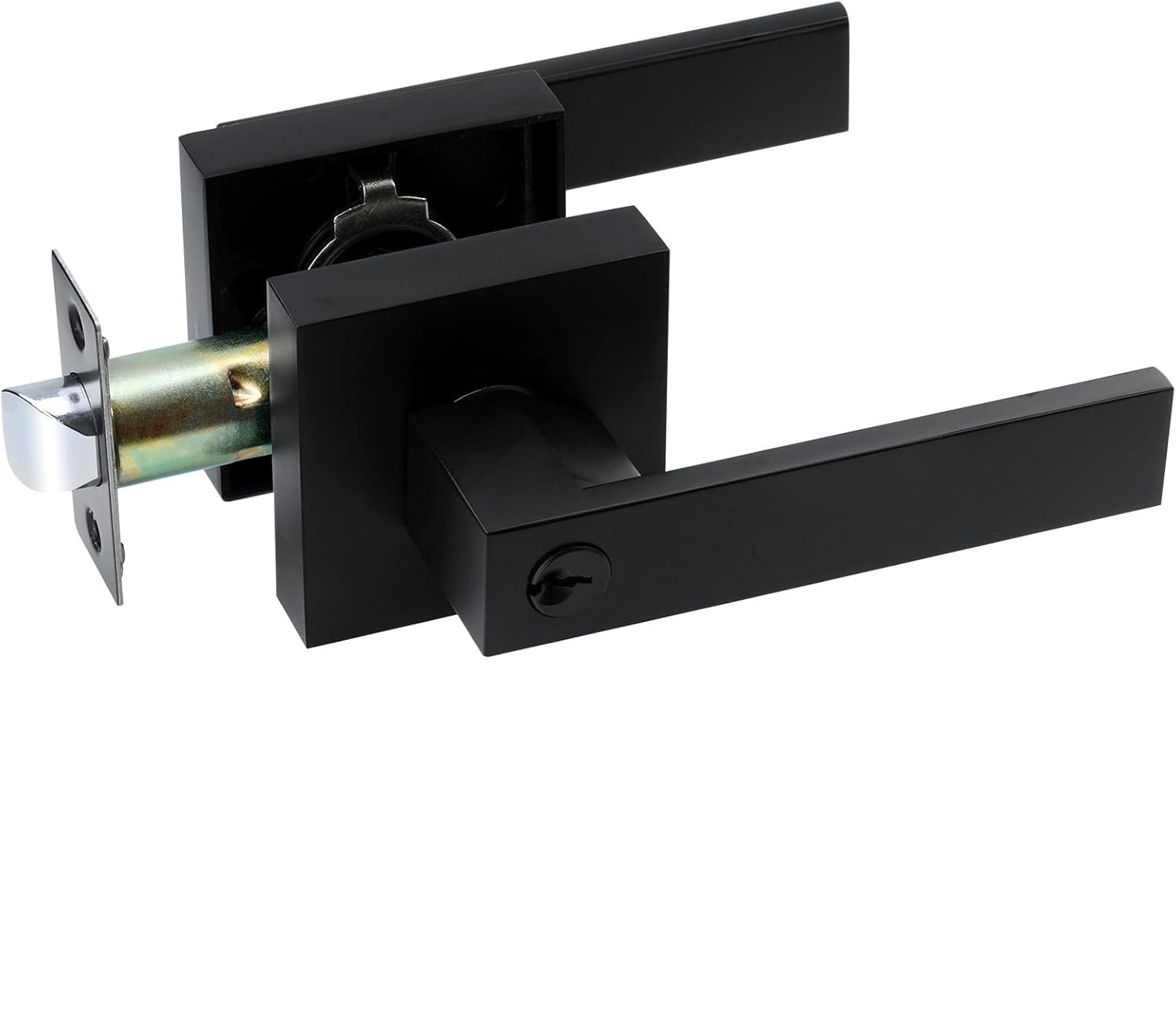 Matte Black Square Door Lever Handle Privacy Passage Interior Lock