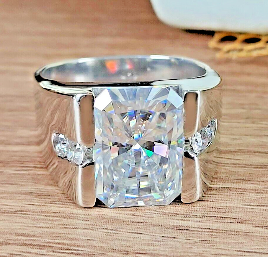 9.65Ct Certified Radiant Cut White Diamond Solitaire Ring ! FREE Diamond studs!