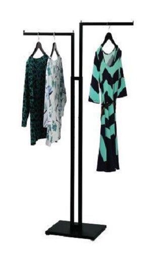 Clothes Rack Two Way 2 Straight Arms Clothing Garment Black Matte & Chrome 72"