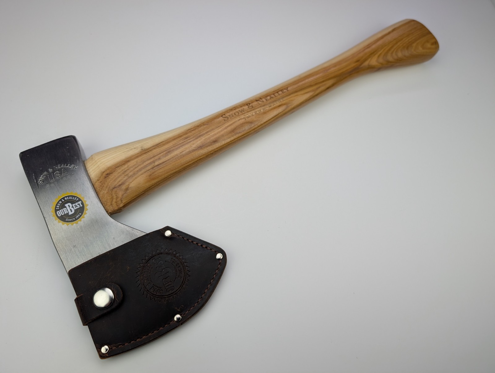 Snow & Nealley Outdoorsmans Belt Axe 5.25" Carbon Steel Head Hickory Handle USA