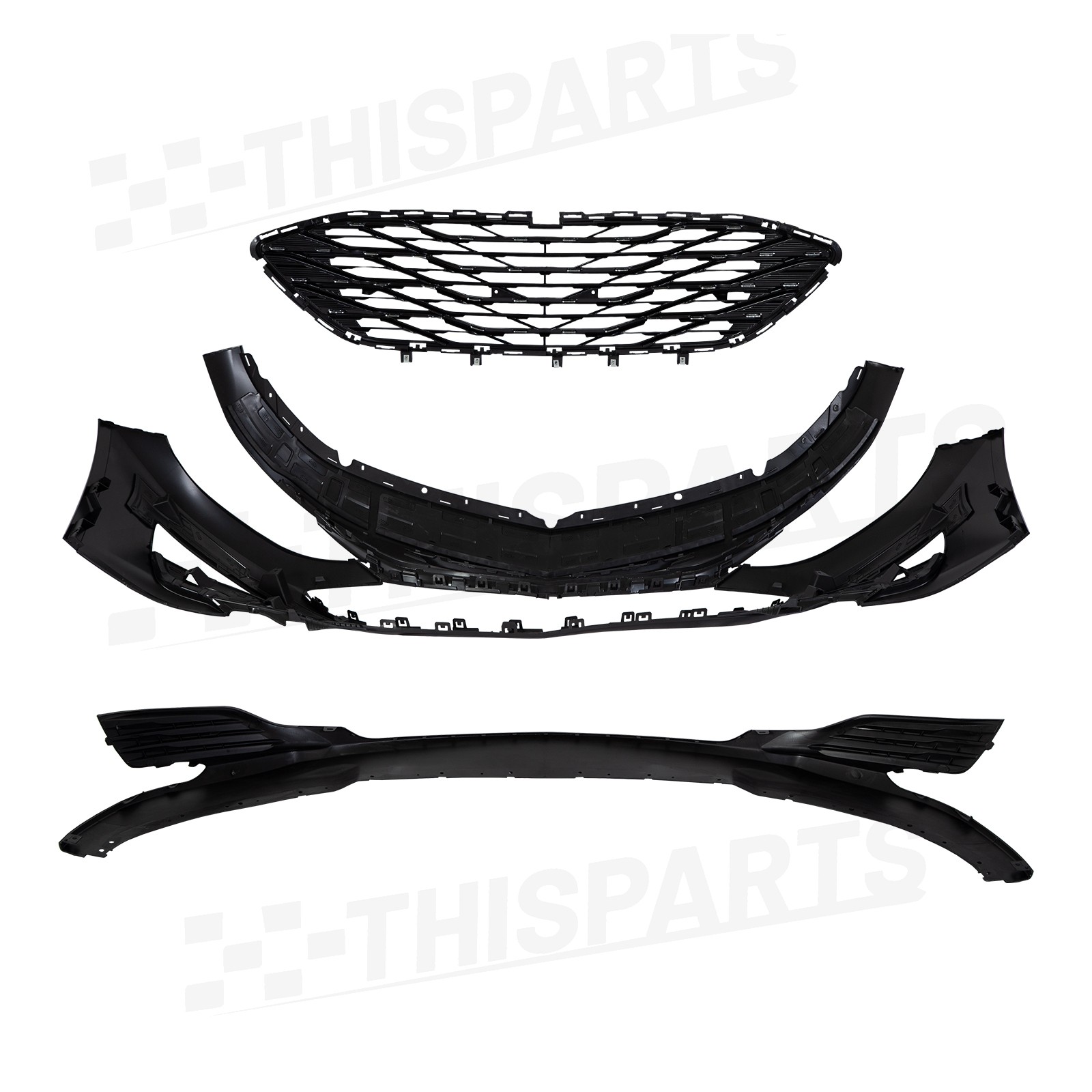 Front Upper Lower Bumper Grilles Valance Trim Bracket For 2019-2024 Chevy Malibu