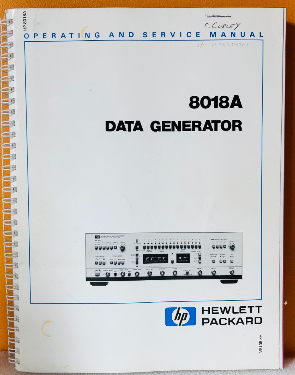 HP 08018-90003 1980 Model 8018A Data Generator Operating & Service Manual.