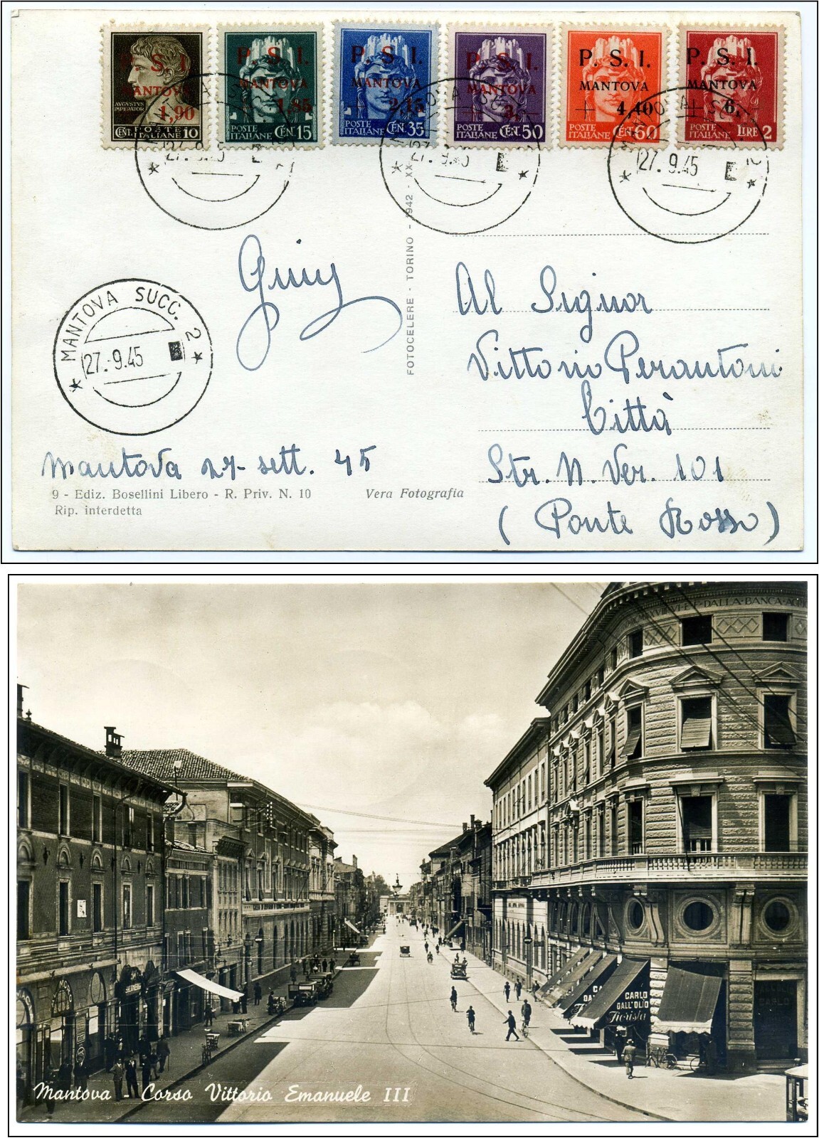 ITALY 1928 - FASCIST ERA MISPRINTED STAMP - Scott #203a with IMAGE INVERTED /223