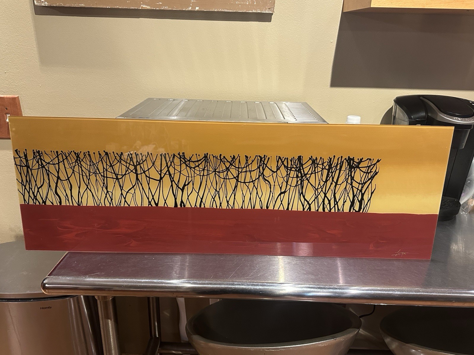 Daniel Lager Reverse Painted Acrylic on Acrylic Glass 24" x 12" Hand Signed