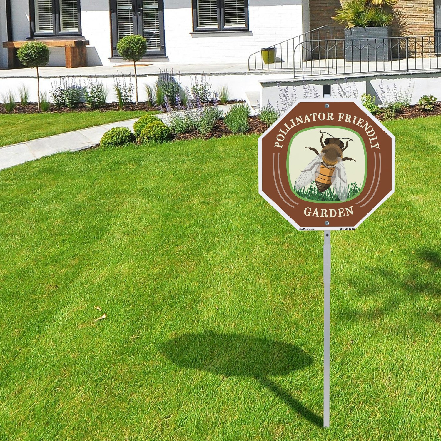 Pollinator Friendly Garden Octagon Sign With Stake Weather Resistant