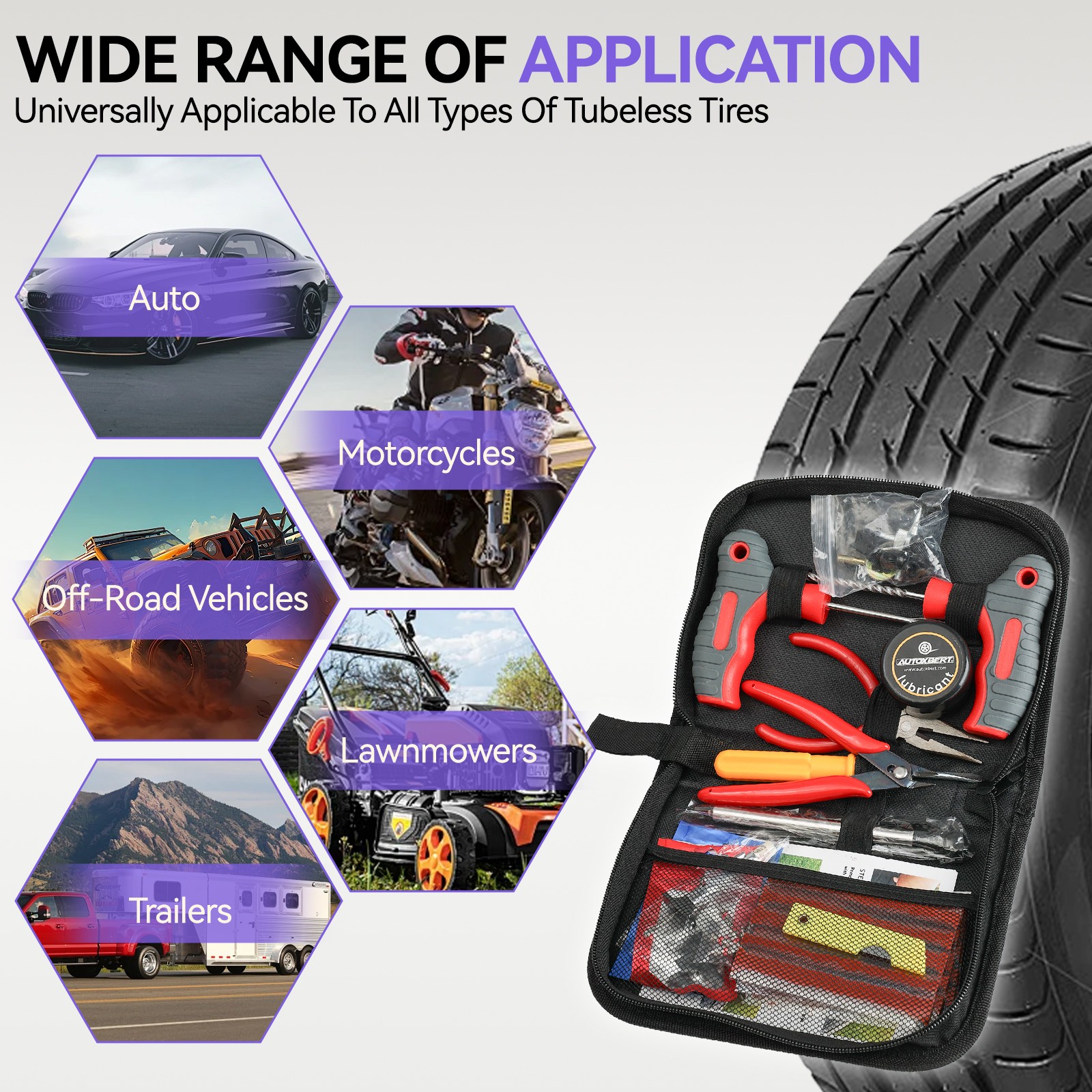 75PCS Tire-Puncture Repair Kit Heavy Duty Offroad Plugs For Tubeless Tire US