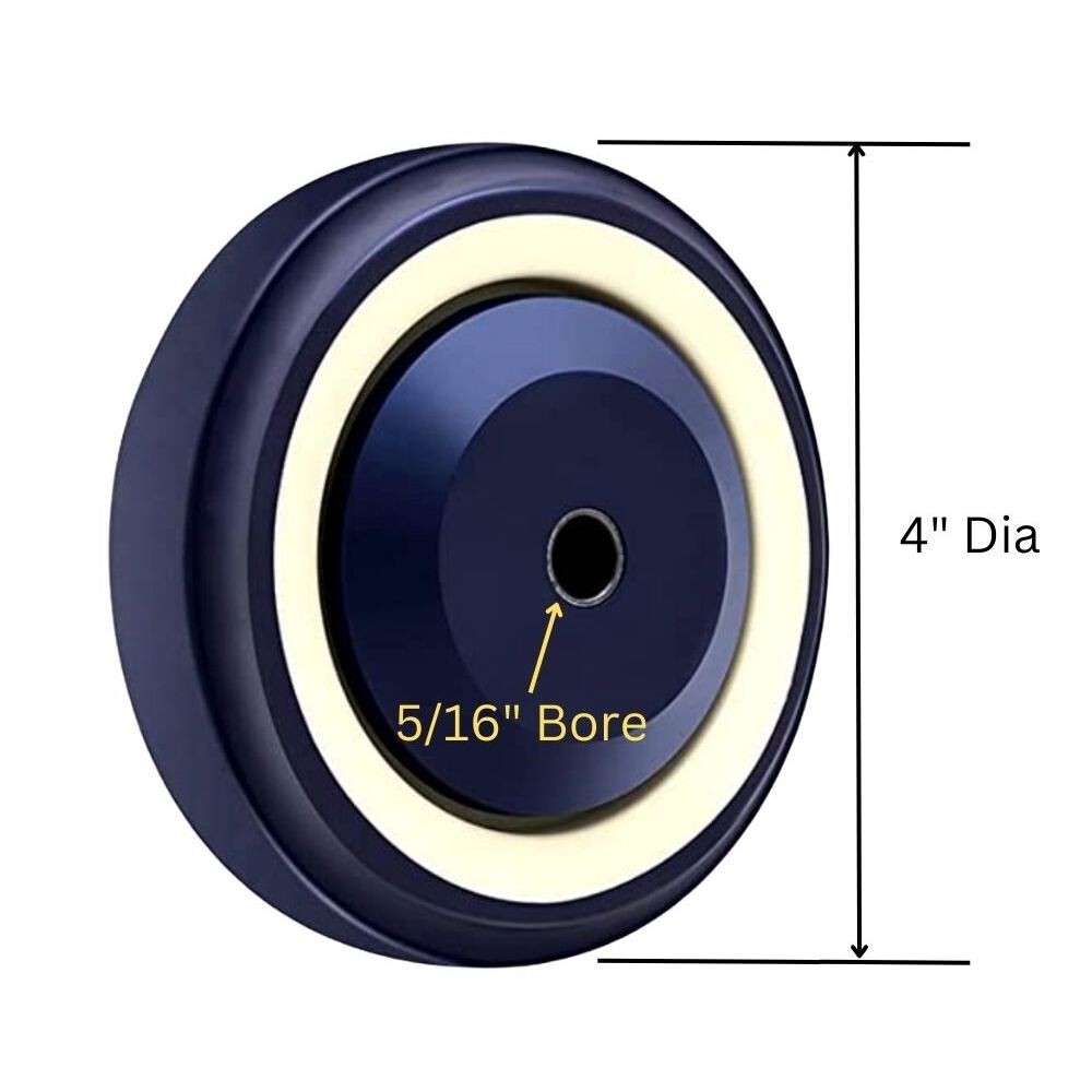 Set of 4 wheels | 4" Diameter wheels for Shopping Cart | Nuts and Bolts included