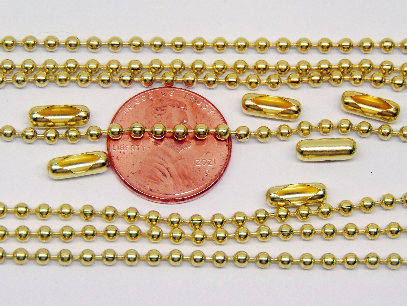 Solid Brass BALL CHAIN 2.4mm Bead #3 ~ Bulk No Lead/Nickel ~Corrosion resistant