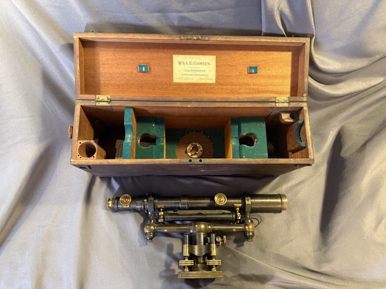 Antique Gurley Civil Engineers Surveyors Transit Instrument w/ Original Box