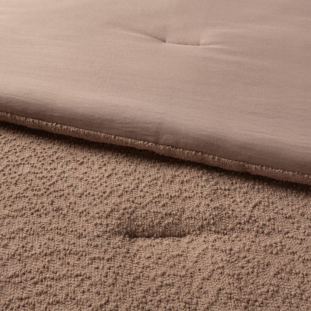 Full/Queen Boucle Comforter Set Brown - Threshold