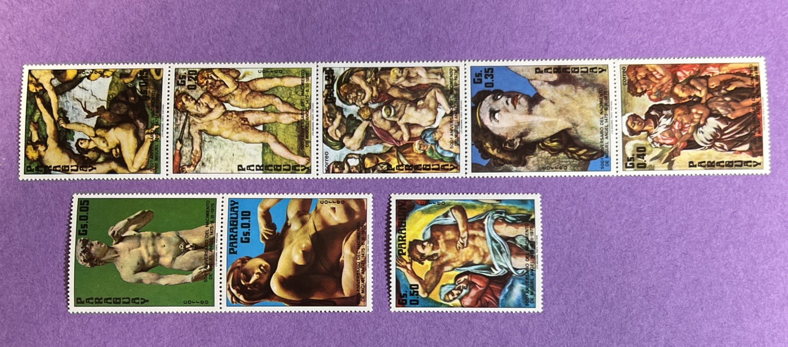Paraguay 1975 - MNH Scott 1583 a-h. Paintings and Statues. See Descrip.