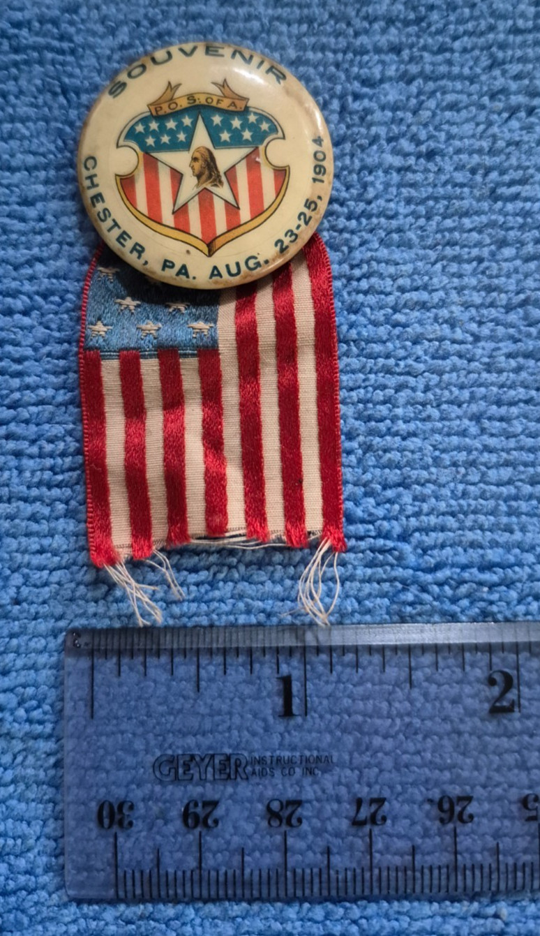 Pin Back button Patriotic Order Sons of America - Chester PA 1904