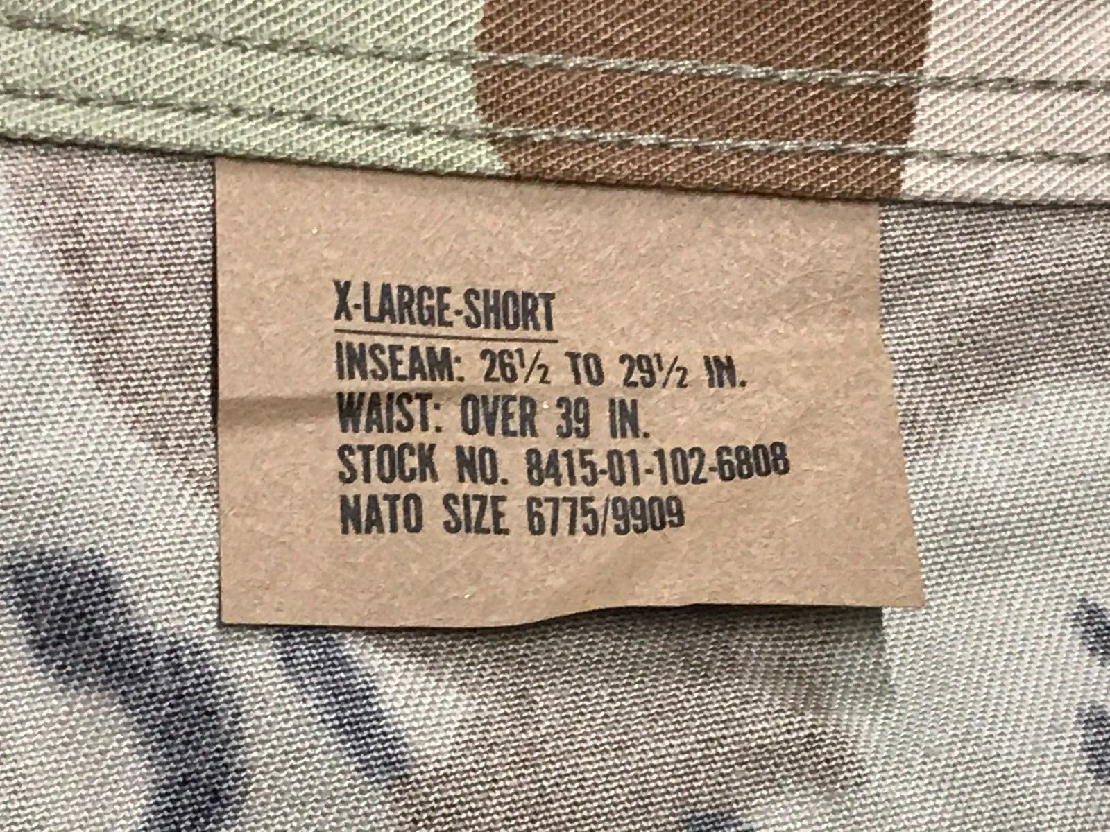 Wrangler 1991 6 Color Desert BDU Trousers USGI NYCO X Large Short NOS w/ Stains