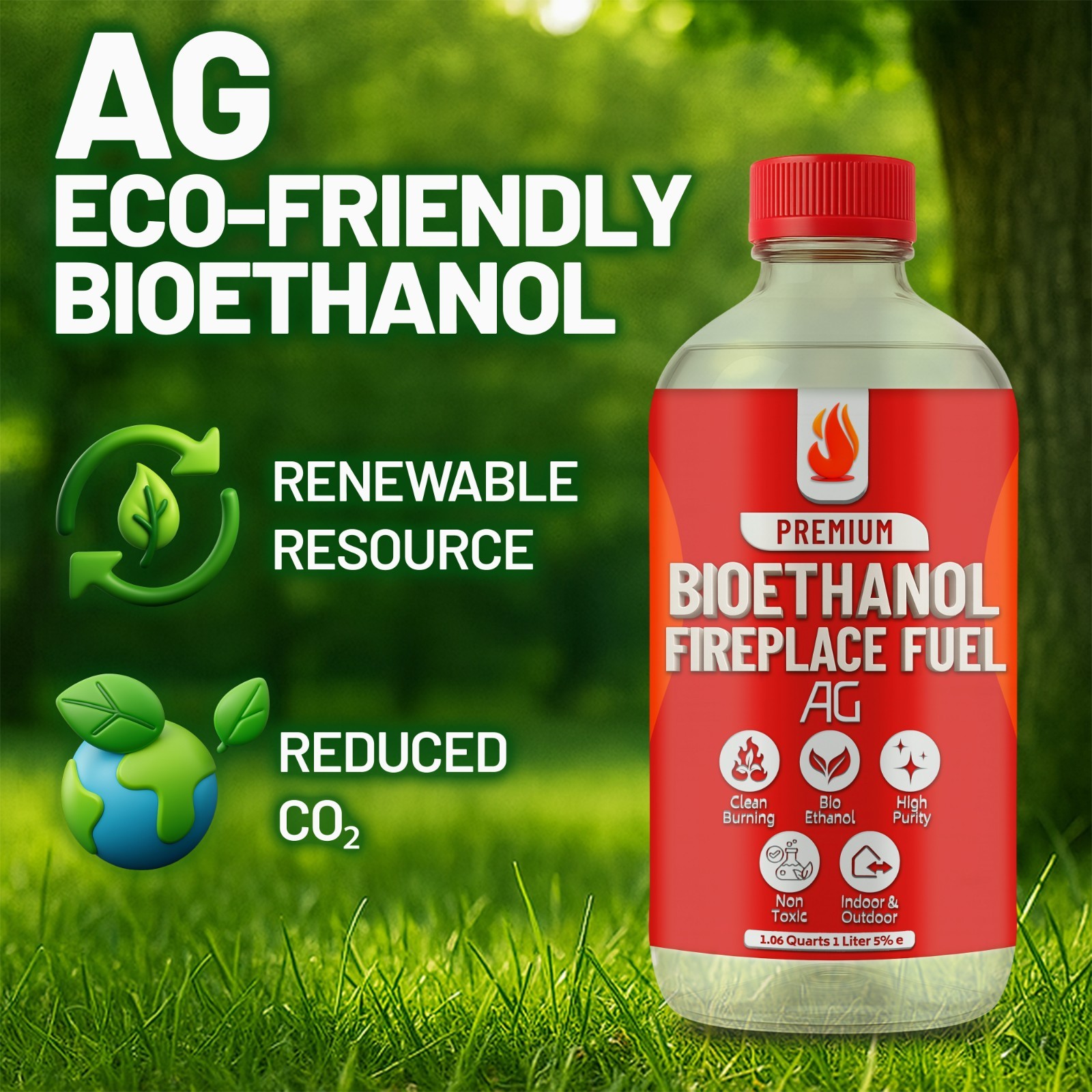 Premium Bio Ethanol Fireplace Fuel (20X1 L) Fires, ,Versatile