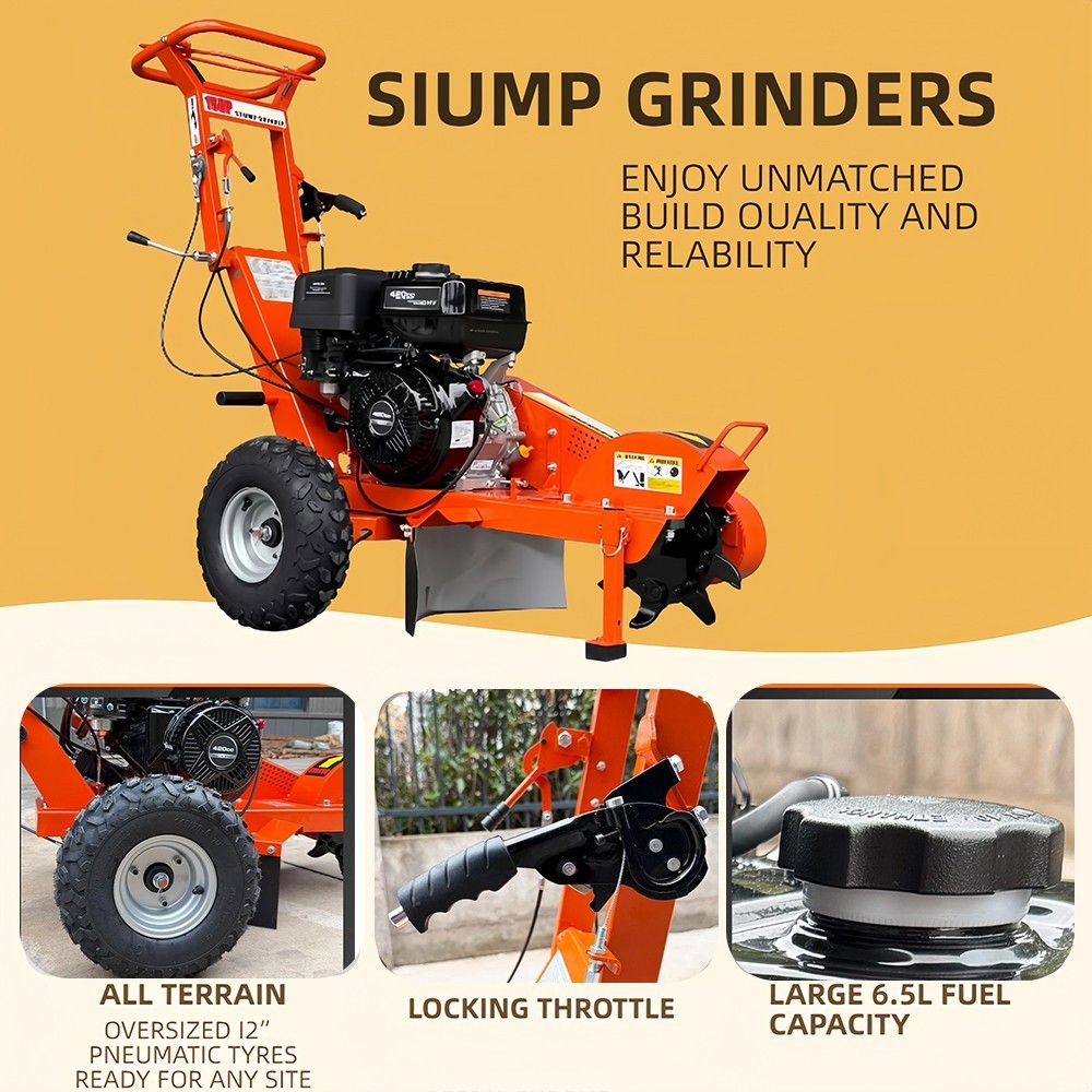 15HP Stump Grinder, Gas Powered Tree Stump Cutter with B&S Engine for Farm