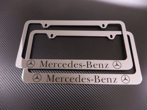 2 Brand New MERCEDES-BENZ chromed METAL license plate frame free screws and caps
