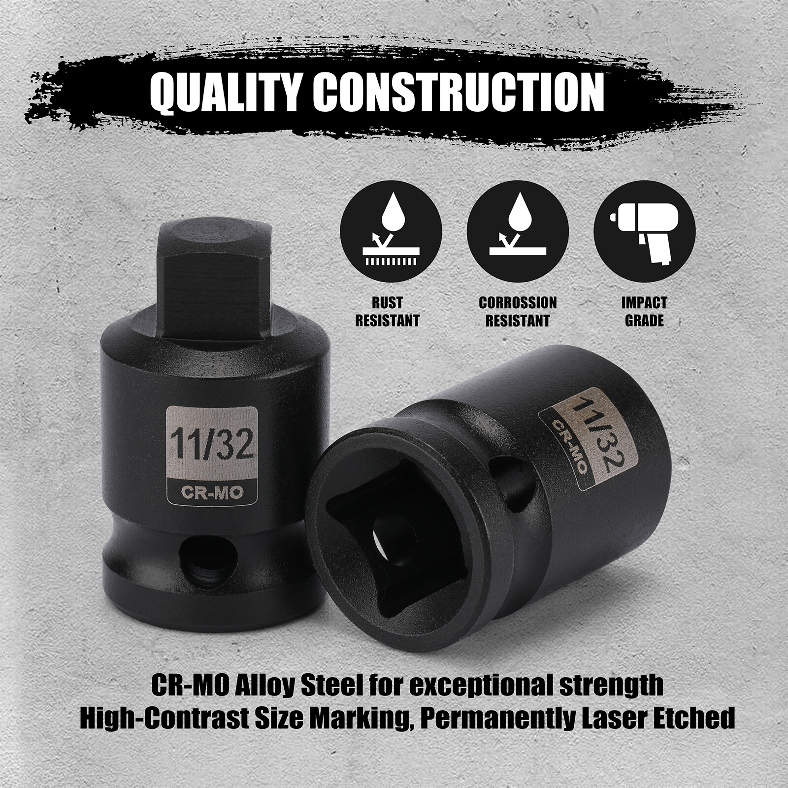 11PCS 3/8" Drive Pipe Plug Socekt Set SAE CR-MO Tapered Male Square Drive