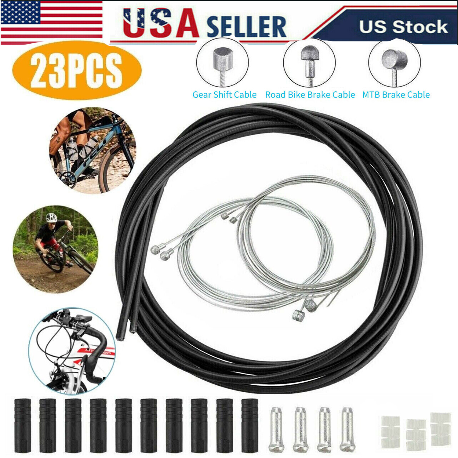 23PC Bike Complete Front & Rear Wire Gear Brake Cable Set Mountain Bicycle Bikes