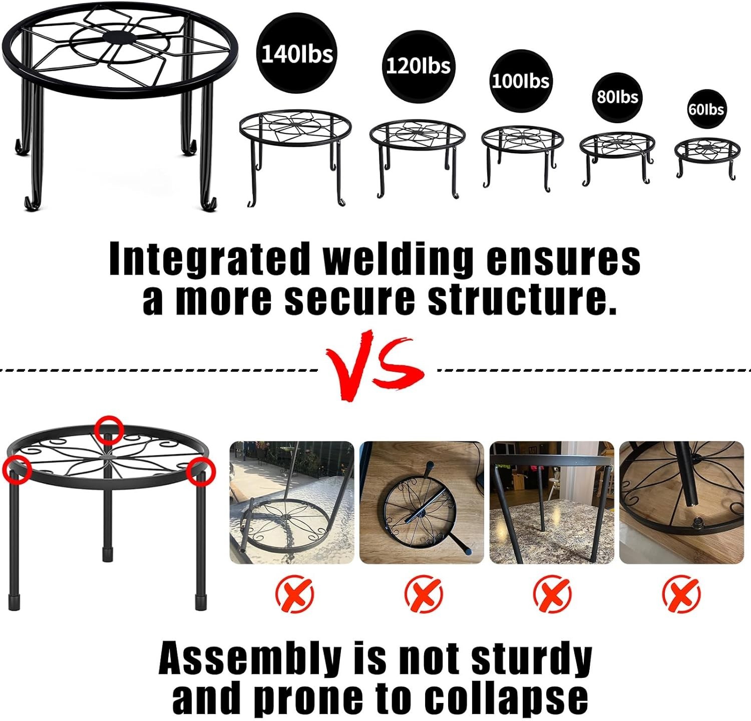 5 Pack Metal Plant Stands,Heavy Duty Potted Holder for Flower Pot,Indoor Outdoor