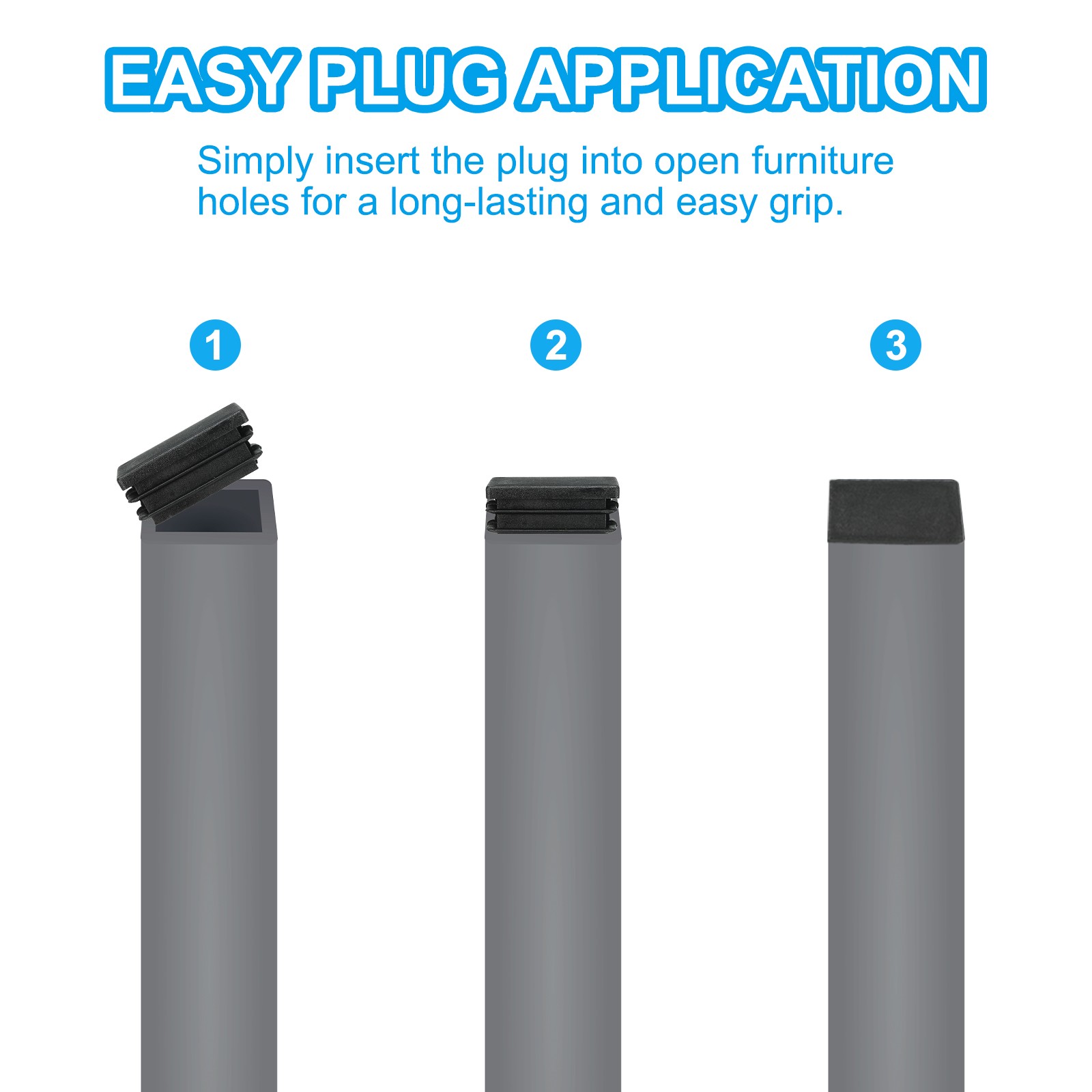 20Pcs 5/8"x5/8" Plastic Tubing End Caps Square Hole Plug Insert Black