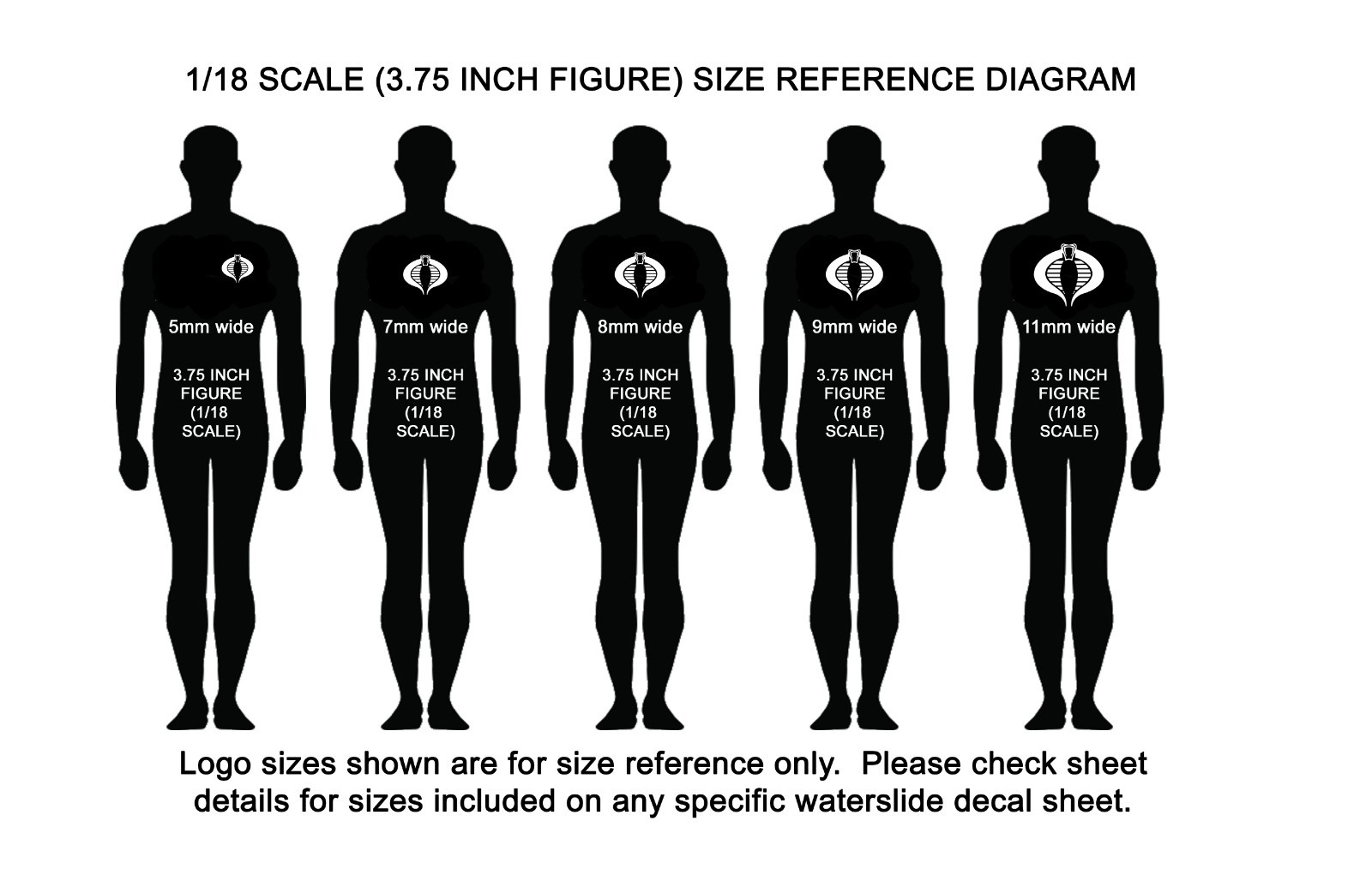 Cobra Logo Waterslide Decals - Opaque Red - 5mm-12.7mm Wide for GI Joe figures