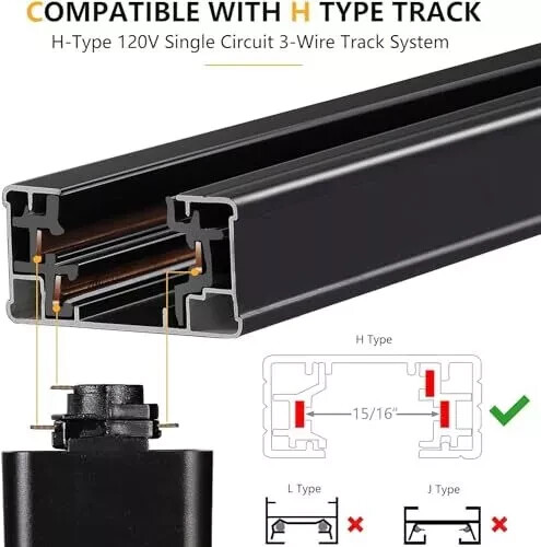 GU10 Track Lighting Heads H Type LED Track Light Heads Compatible with H Type 7x