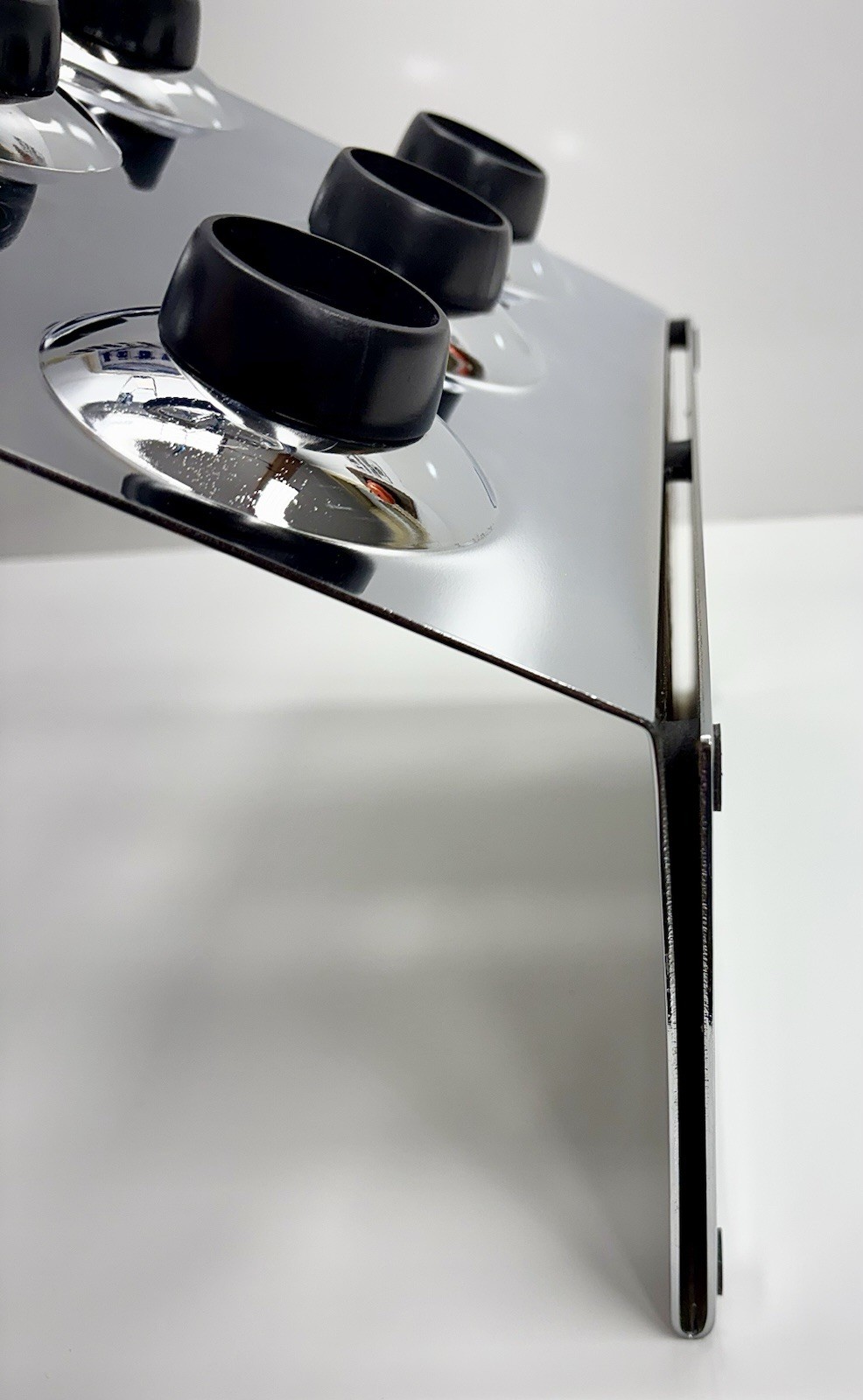 Vintage Mid Century 1960s 70s Geometric Free Floating Chrome Wine Rack Holder