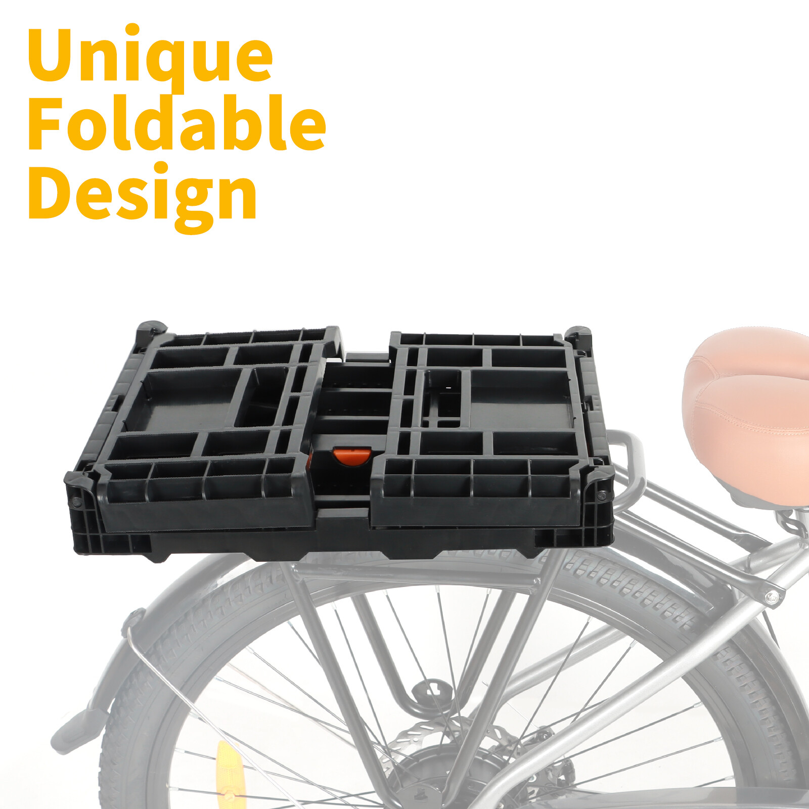 E-Bike Foldable Rear Basket, Rear Bicycle Cargo Rack, Ebike Storage Basket