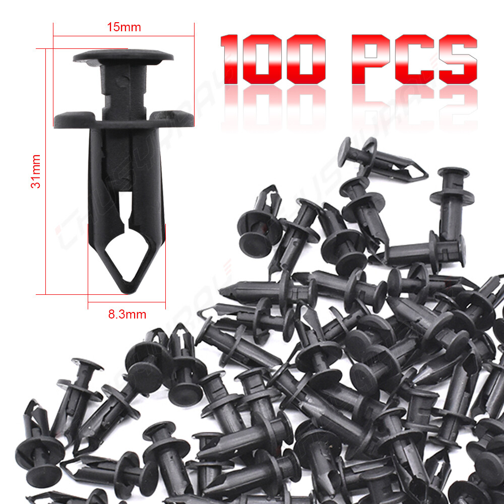 100x 8mm Fender Clips Body Rivets Push Pin for ATV HONDA TRX300EX 450R Rancher