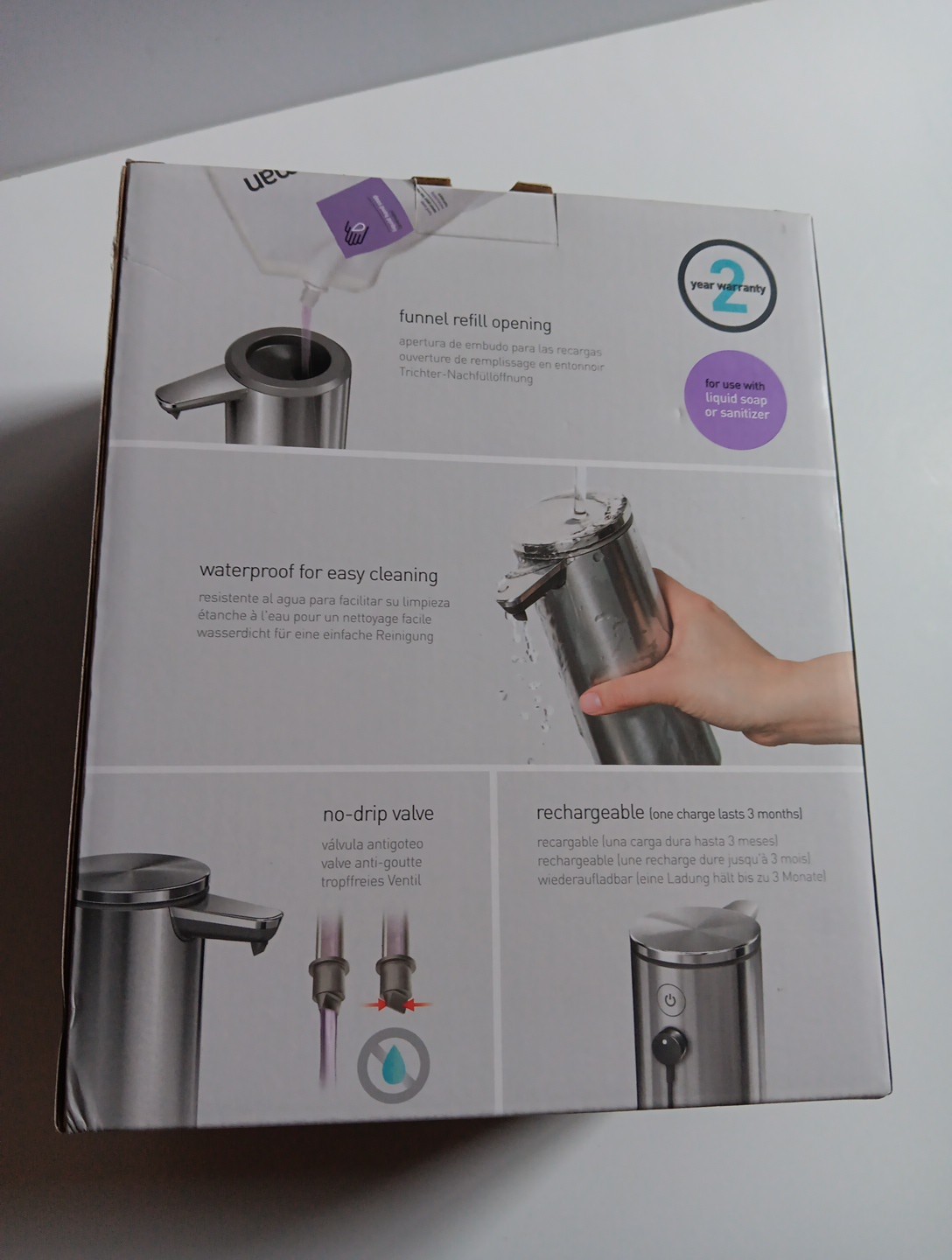 Simplehuman ST1043 Rechargeable Soap Sanitizer Sensor Pump 9oz Silver BRAND NEW