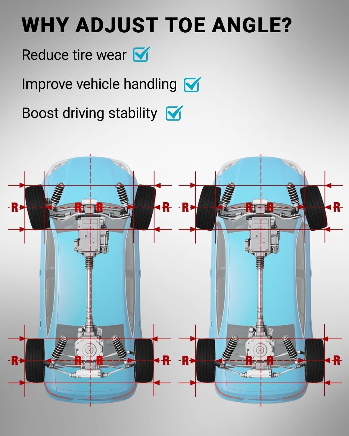 Heavy Duty Wheel Alignment Tool Kit with Tape Measures, Upgraded Stainless Steel