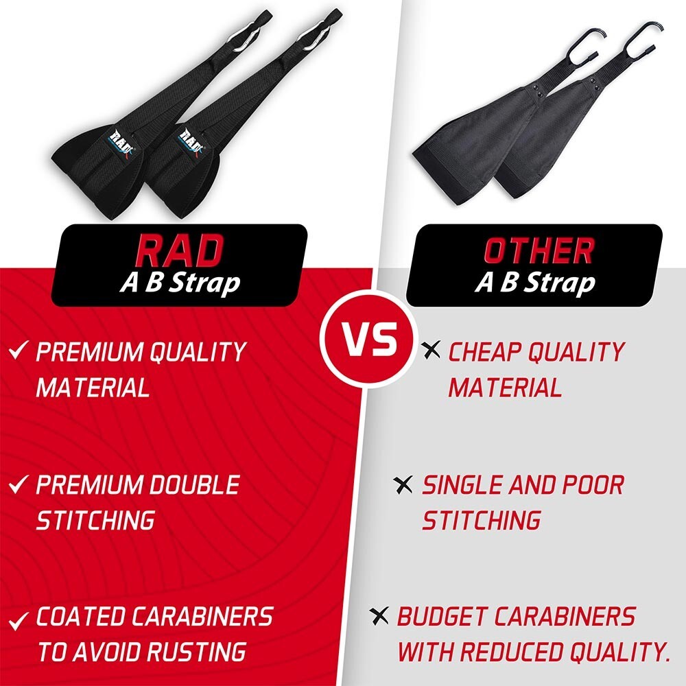 RAD Hanging Ab Straps for Pull up Bar & Abdominal Muscle Building Rip Resistant