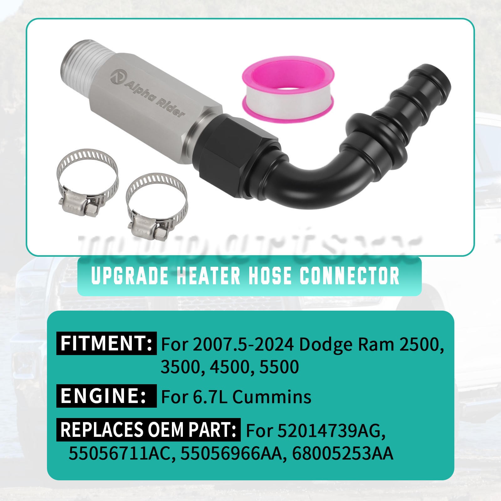 Top Heater Hose Upgrade Fit For 2007-2024 Ram 6.7L Cummins 2007.5+ RAM 2500 3500