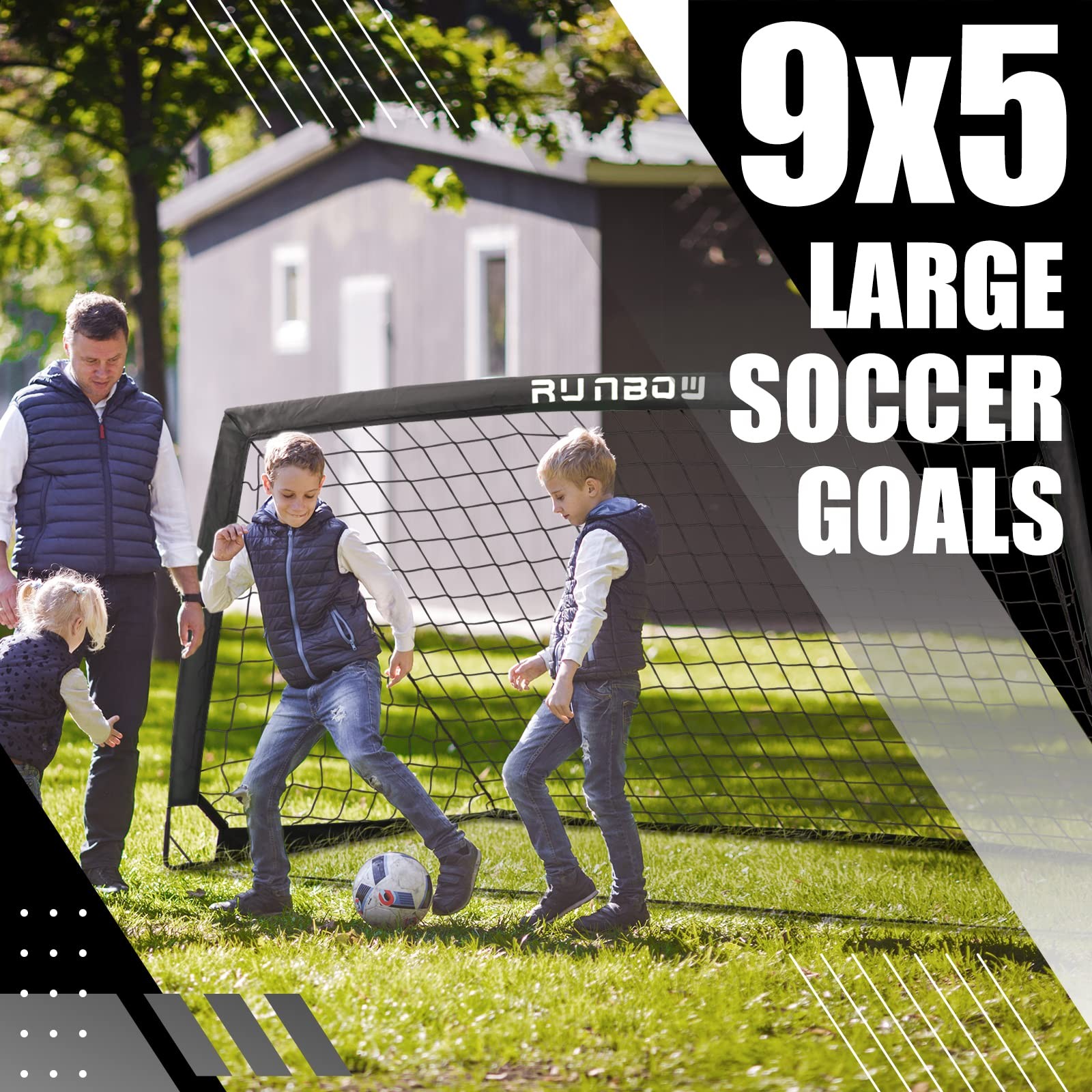 9x5 ft Portable Kids Soccer Goal for Backyard Adult Junior Large Practice Soc...