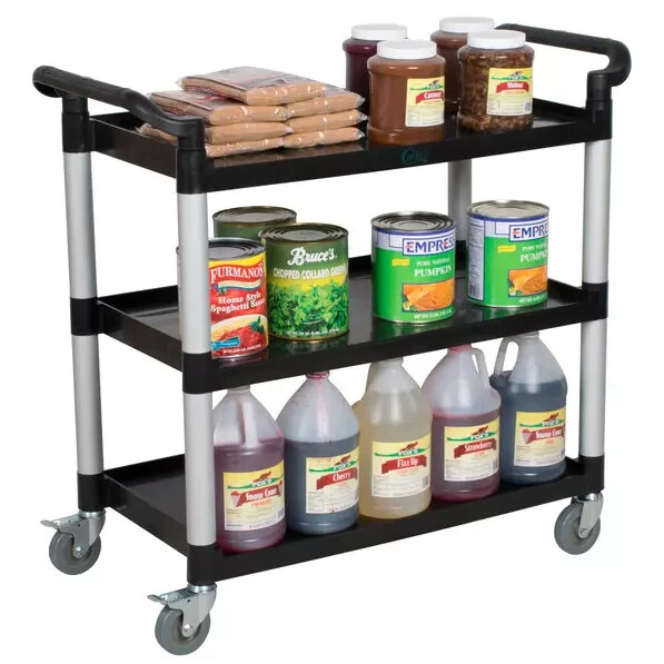 Commercial Kitchen Restaurant Utility Bussing Cart w/ Three Shelves 42" x 20"