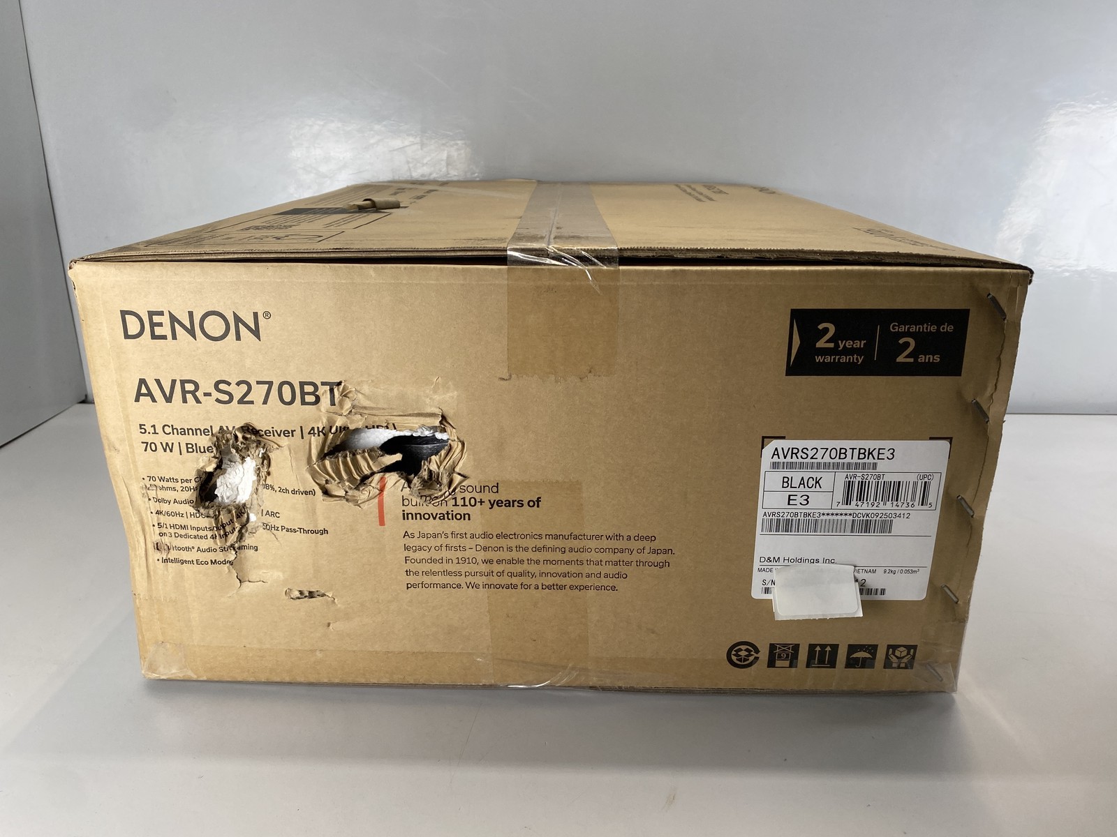 Denon AVR-S270BT 5.1 Ch. 4K AV Receiver- Black