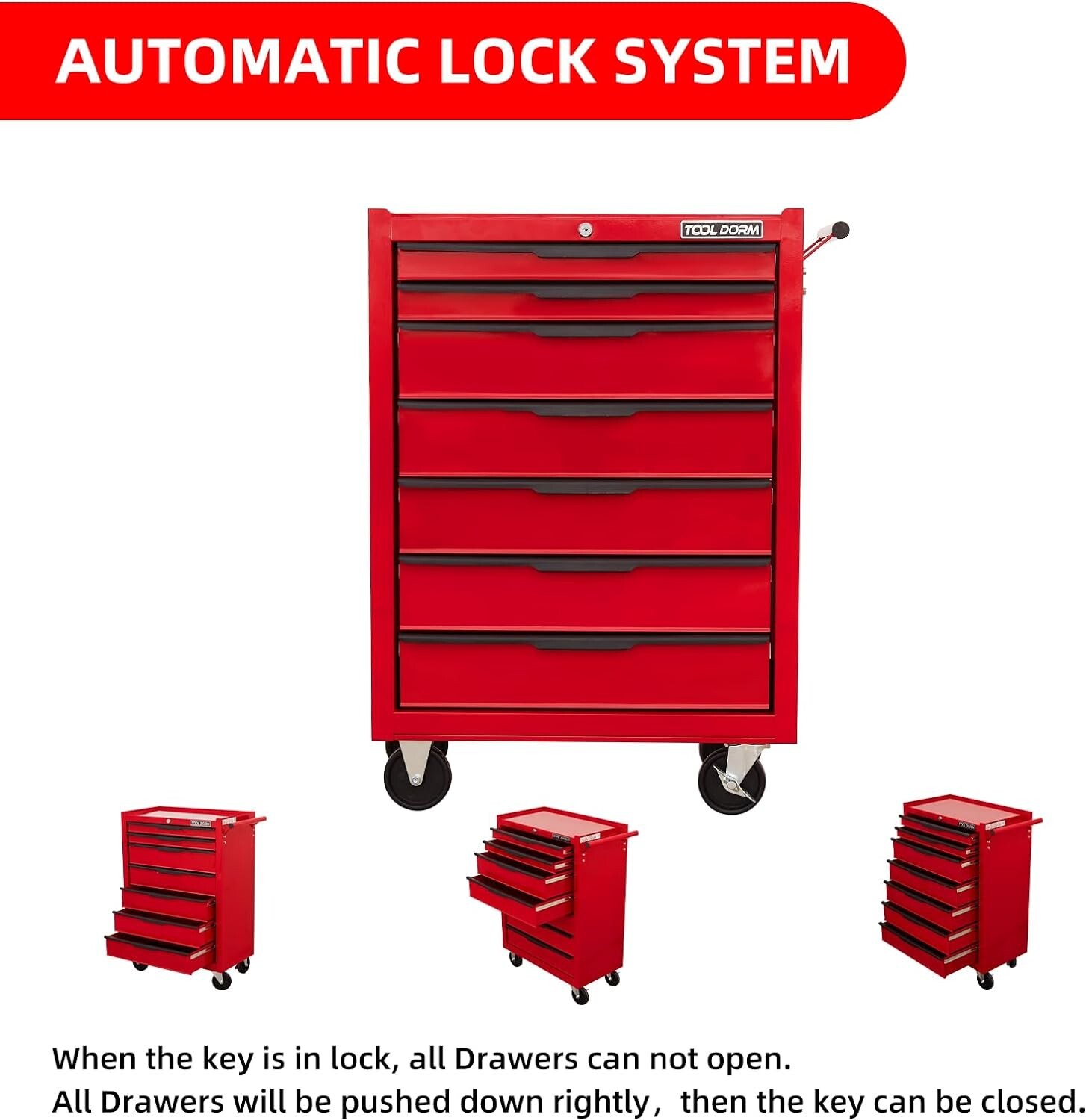 7 Drawers Rolling Tool Box Cart Tool Chest Tool Storage Cabinet w/ Wheels Metal