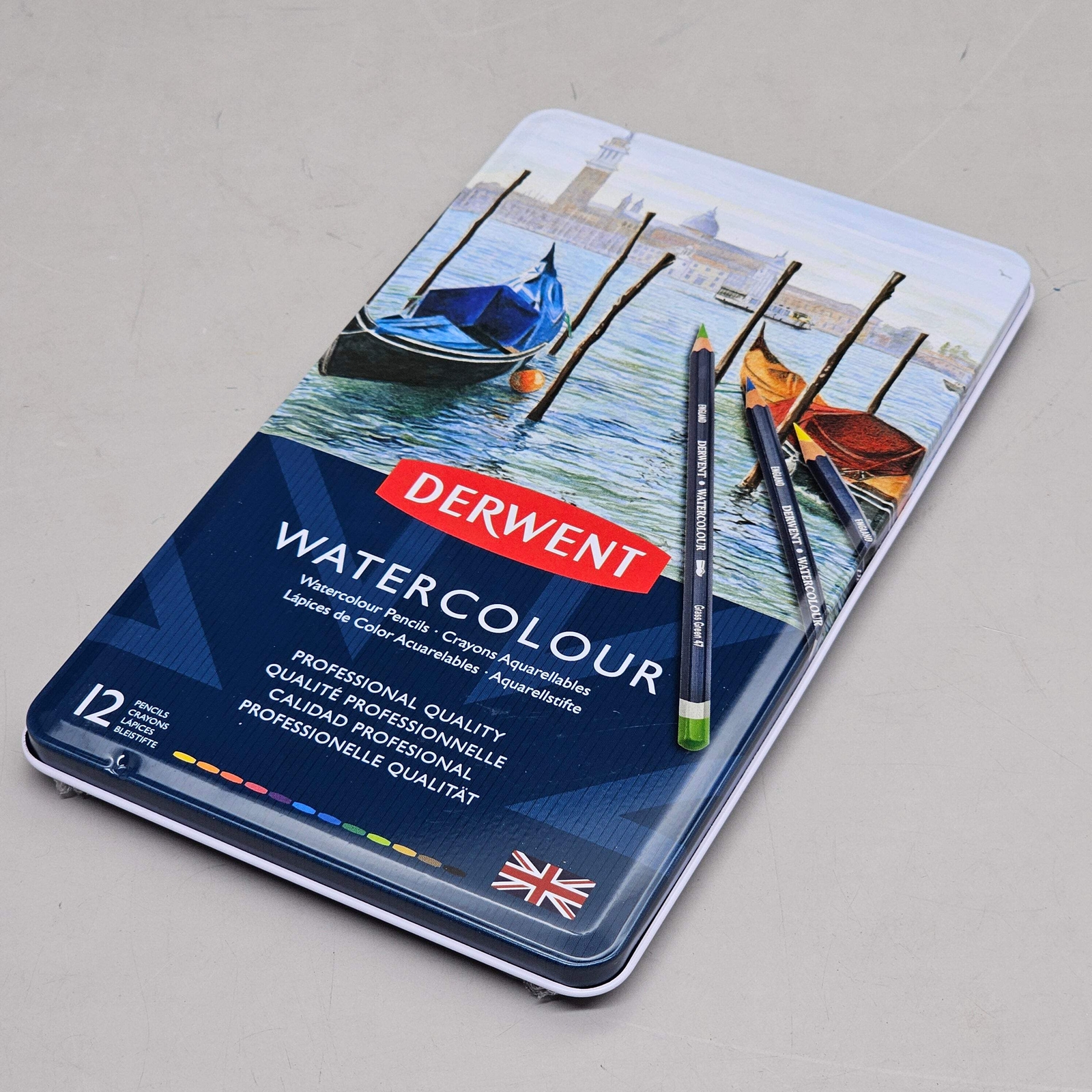 DERWENT Watercolour Pencils (12 Count) Metal Tin for Art