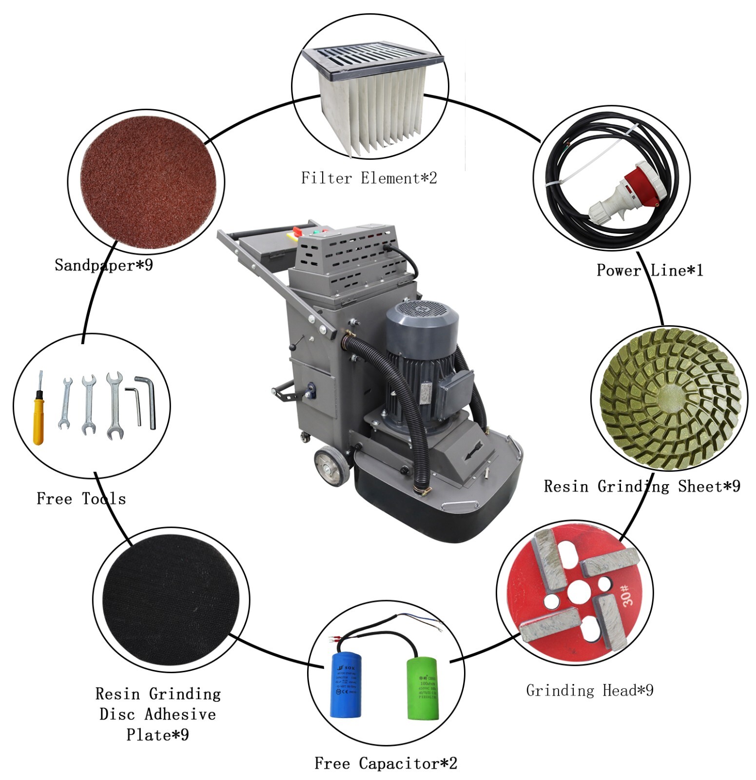 Hand-push Cement Ground Grinder 220V 7.5KW Concrete Epoxy Floor Polisher